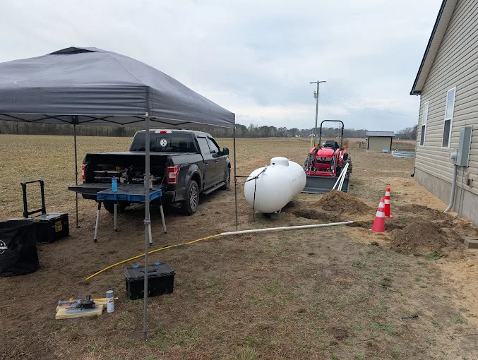 Gas work from the meter to the house